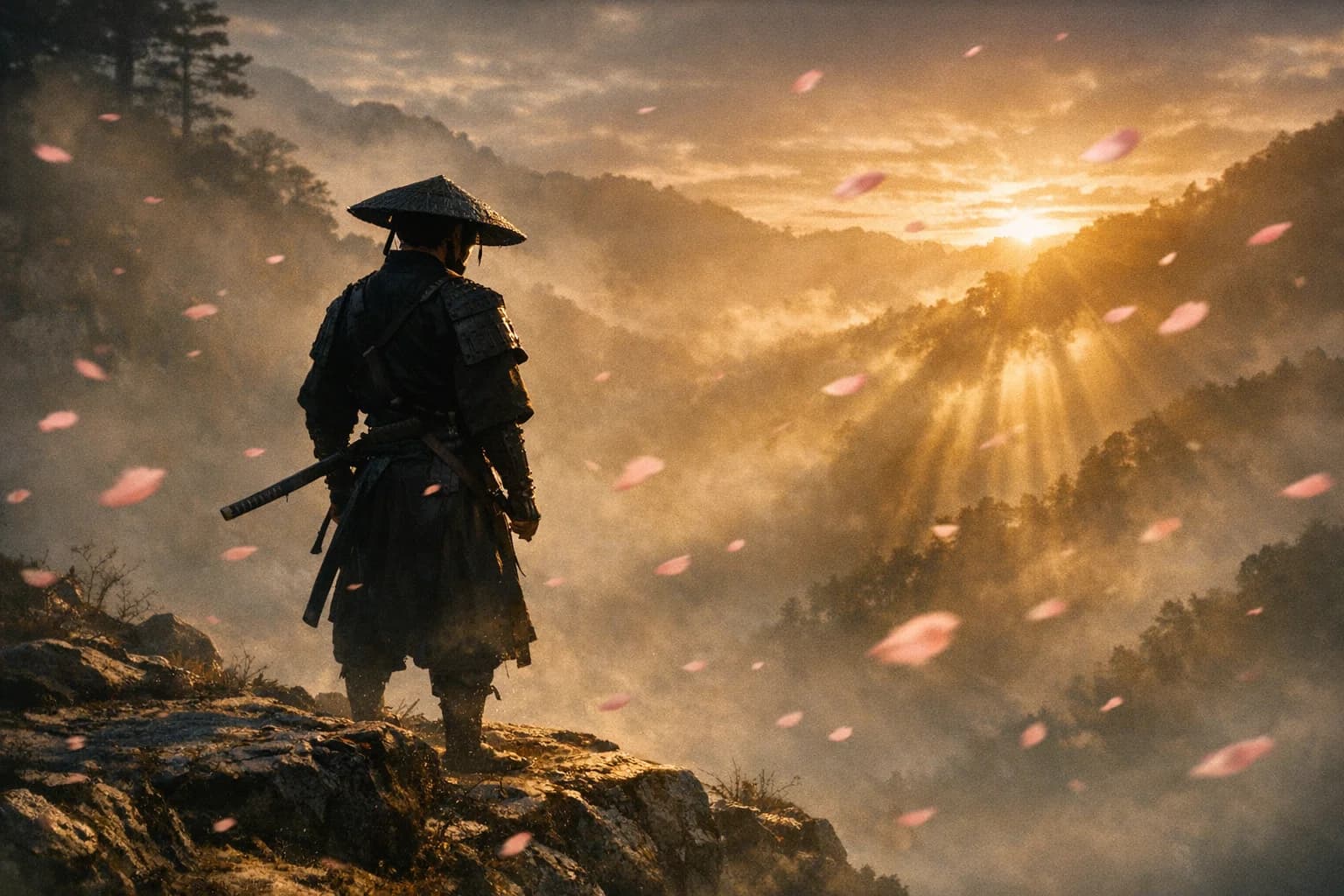 Text-to-video generation example showing a descriptive prompt and the resulting AI-generated cinematic video frame